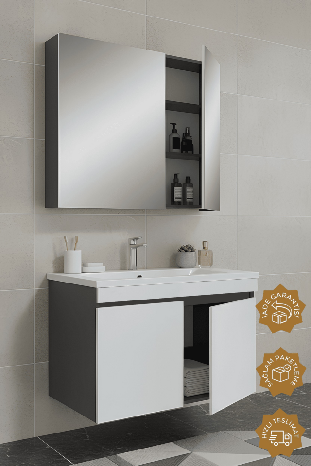 Teta Home Tokyo 80 cm MDF Banyo Dolabı Seti