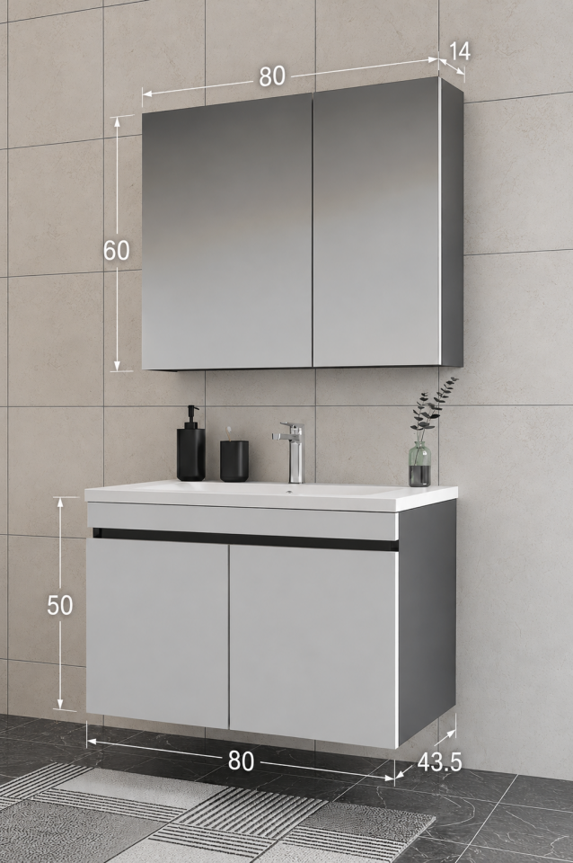 Teta Home Tokyo 80 cm MDF Banyo Dolabı Seti