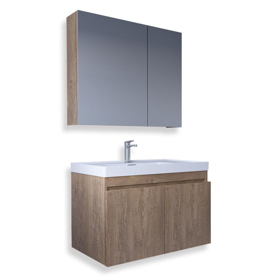 Teta Home Tokyo 80 cm MDF Banyo Dolabı Seti Kafkas Meşe