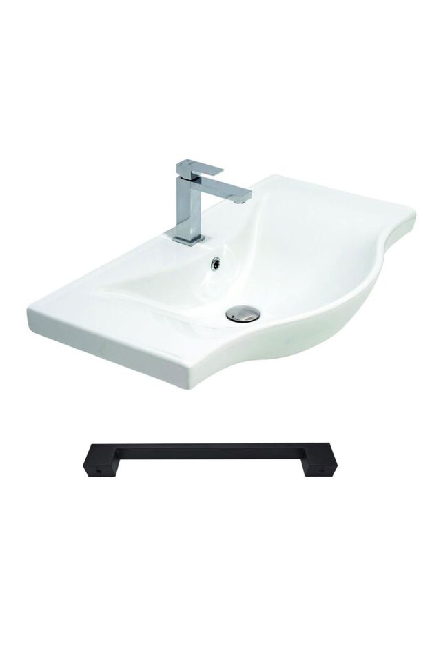 Teta Home Eko 80 cm MDF Banyo Lavabolu Alt Dolap Beyaz-Kafkas Meşe
