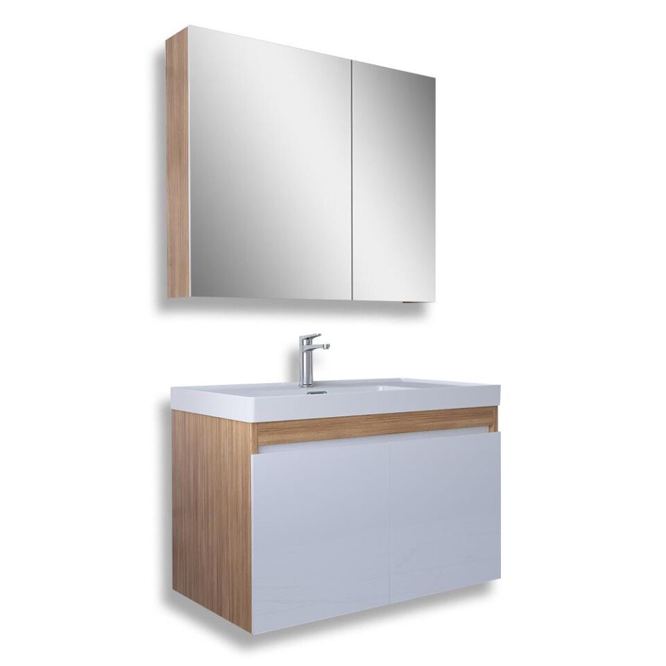 Teta Home Tokyo 80 cm MDF Banyo Dolabı Seti Teak-Beyaz