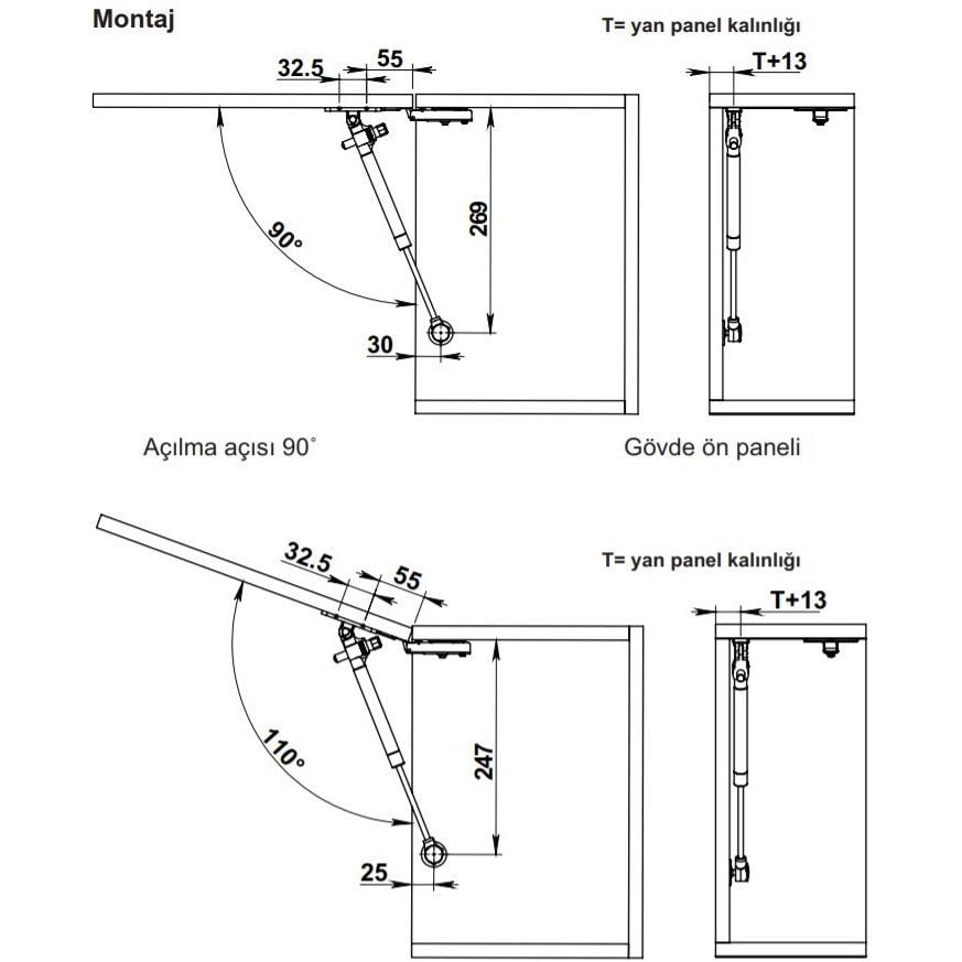 Hafele Notus Plus Gazlı Piston Frenli 60N