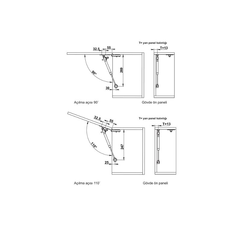Hafele Notus Plus Gazlı Piston Frenli 150N