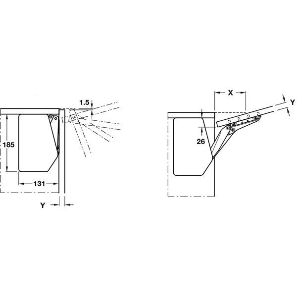 Hafele Free Flap 1.7 Makas Gövdesi G, Nikel Renk
