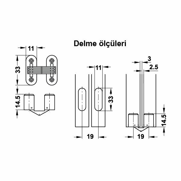 Hafele Gizli Menteşe Beyaz/Nikel 11x33mm