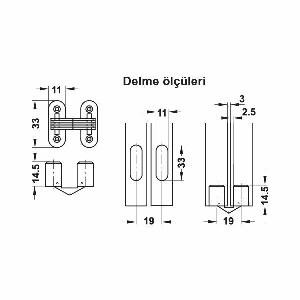 Hafele Gizli Menteşe Beyaz/Nikel 11x33mm