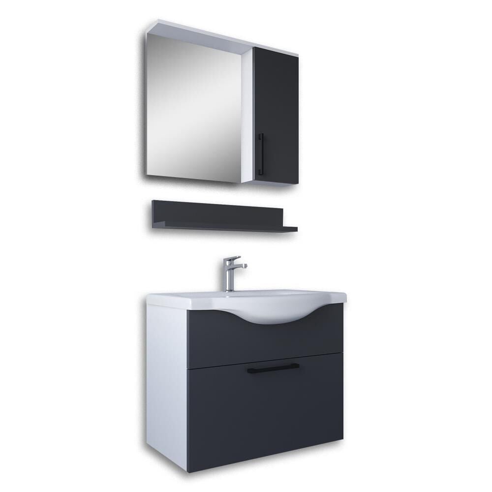 Teta Home Eko 65 cm MDF Banyo Dolabı Seti Beyaz-Antrasit