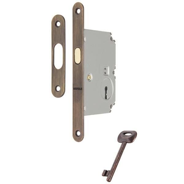 Hafele Oda Tipi Kayar Kapı Kilidi 50/16mm, Antik Bronz Renk