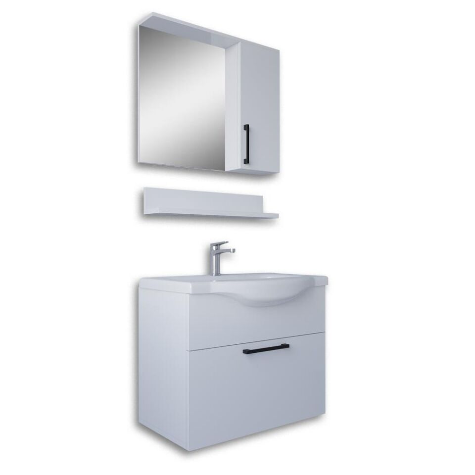 Teta Home Eko 65 cm MDF Banyo Dolabı Seti Beyaz