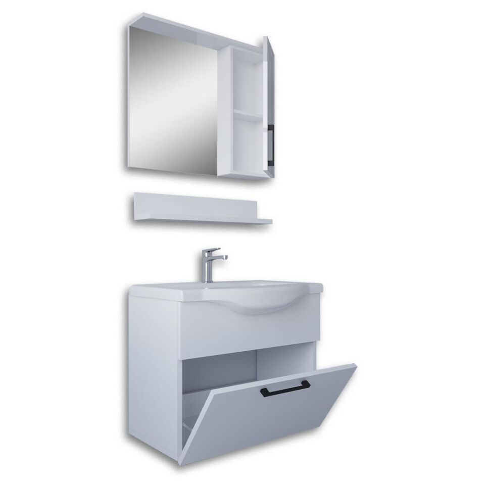 Teta Home Eko 65 cm MDF Banyo Dolabı Seti Beyaz