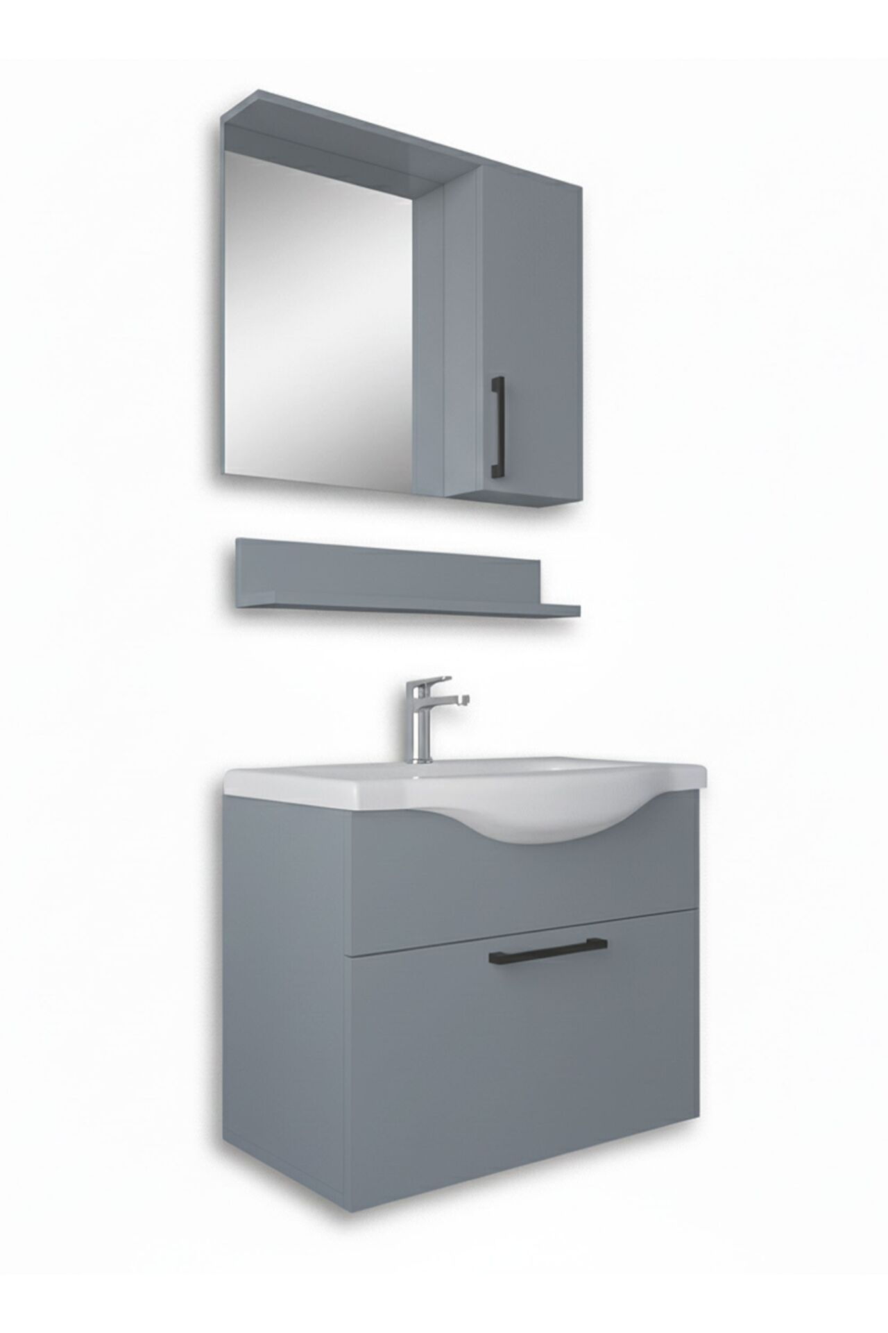 Teta Home Eko 65 cm MDF Banyo Dolabı Seti Sis gri