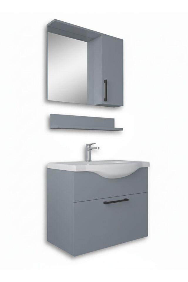 Teta Home Eko 65 cm MDF Banyo Dolabı Seti Sis gri