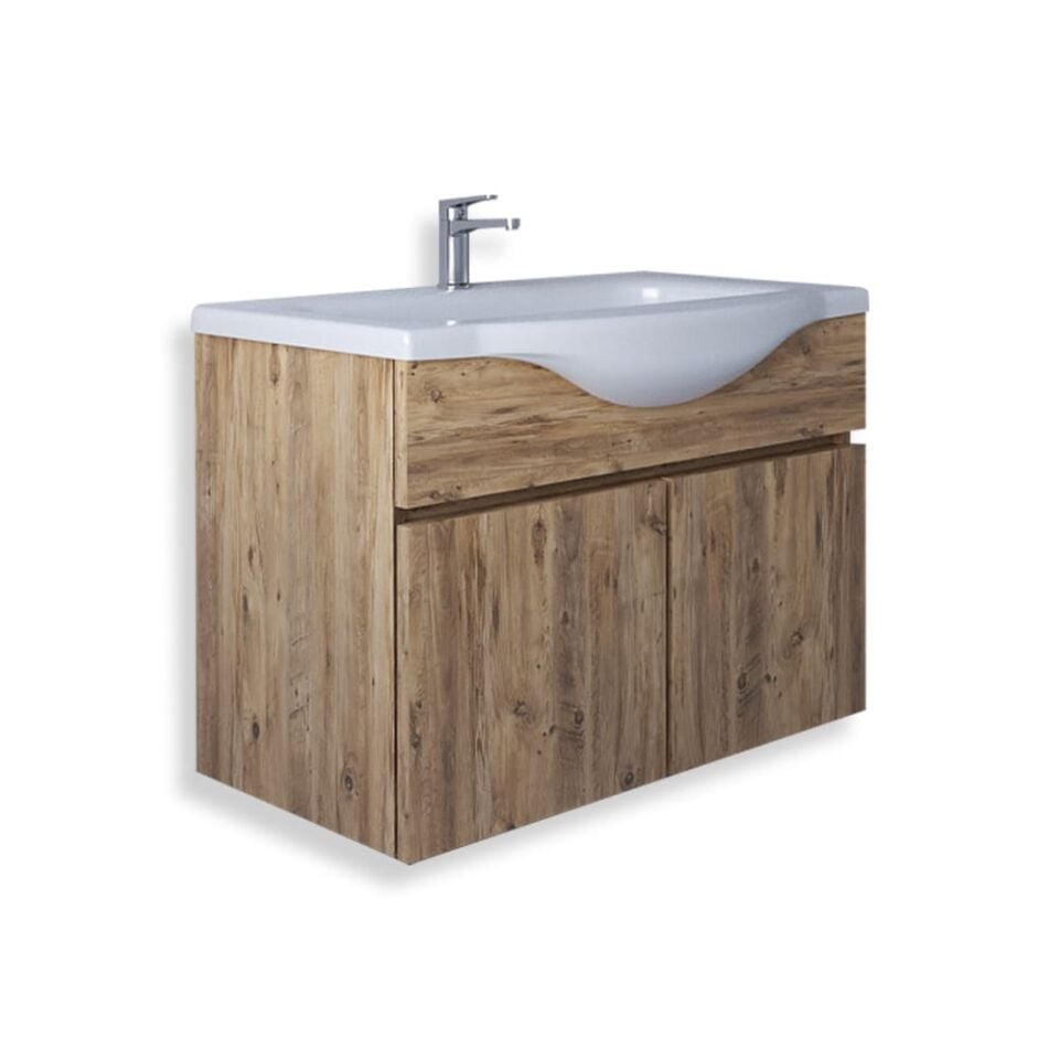 Teta Home Kahire 80 cm MDF Banyo Lavabolu Alt Dolap Atlantik Çam
