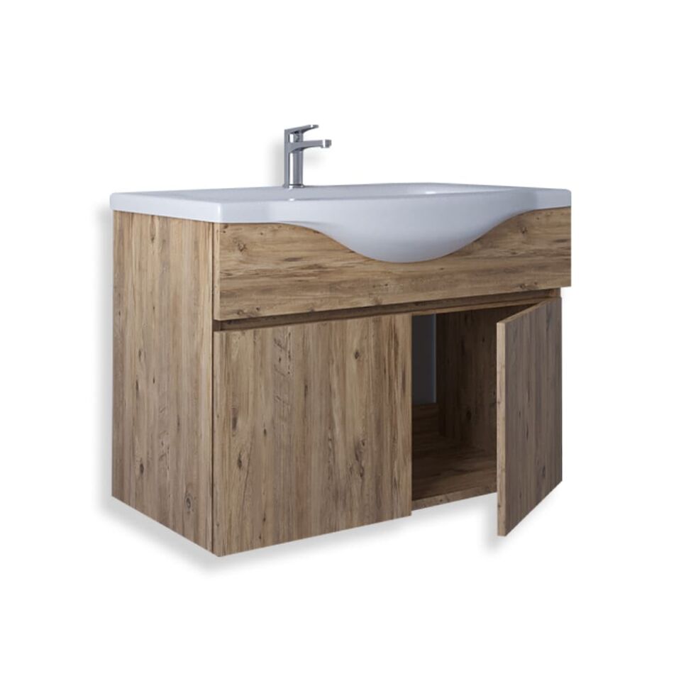 Teta Home Kahire 80 cm MDF Banyo Lavabolu Alt Dolap Atlantik Çam