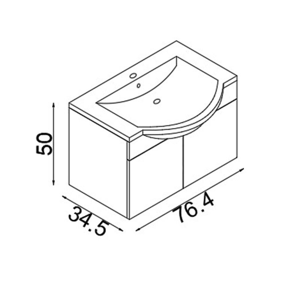Teta Home Kahire 80 cm MDF Banyo Lavabolu Alt Dolap Antrasit