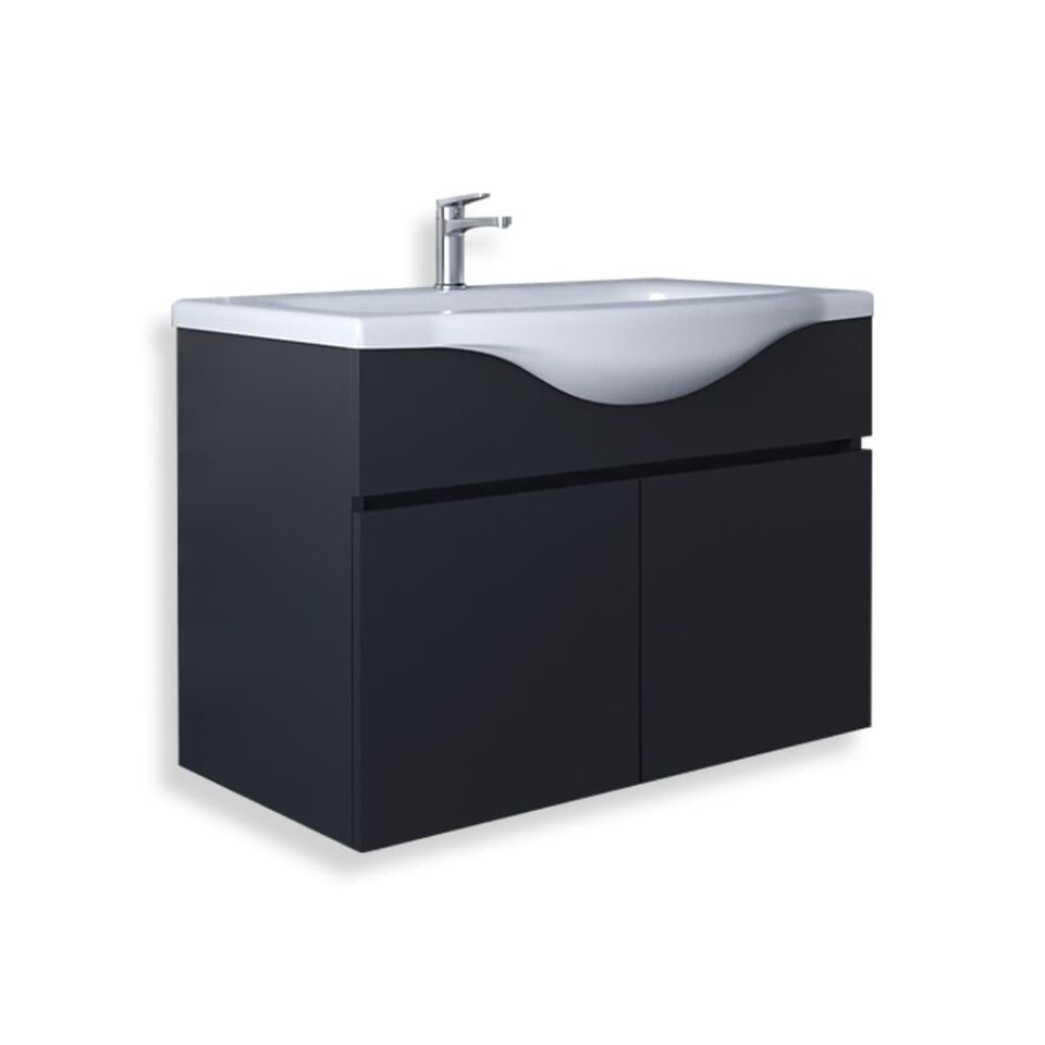 Teta Home Kahire 80 cm MDF Banyo Lavabolu Alt Dolap Antrasit