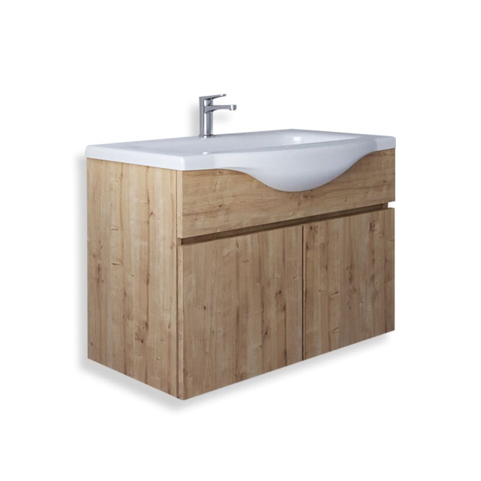 Teta Home Kahire 65 cm MDF Banyo Lavabolu Alt Dolap Safir Meşe