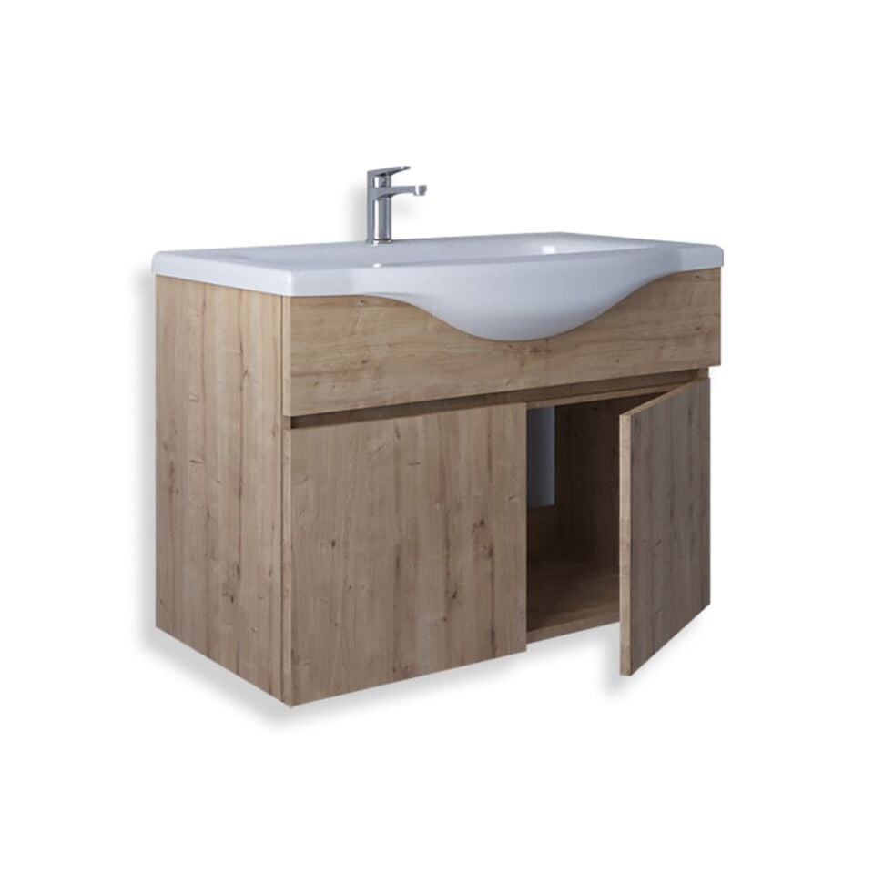 Teta Home Kahire 65 cm MDF Banyo Lavabolu Alt Dolap Safir Meşe
