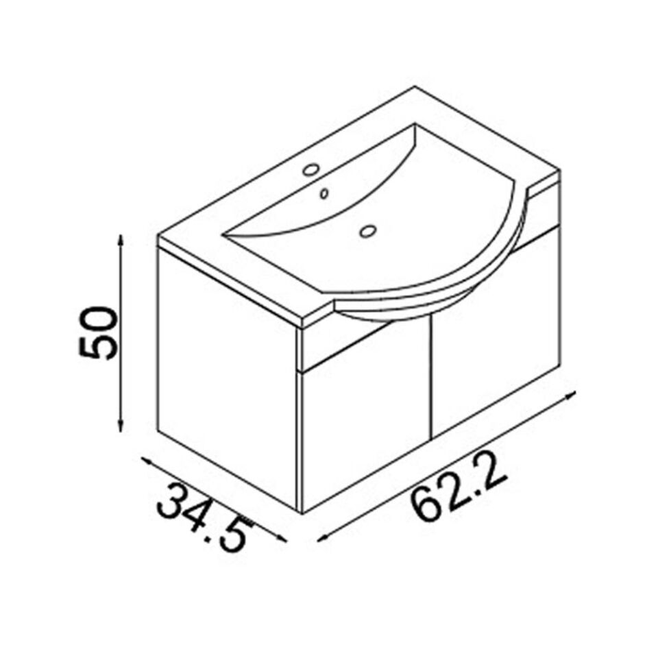 Teta Home Kahire 65 cm MDF Banyo Lavabolu Alt Dolap Beyaz
