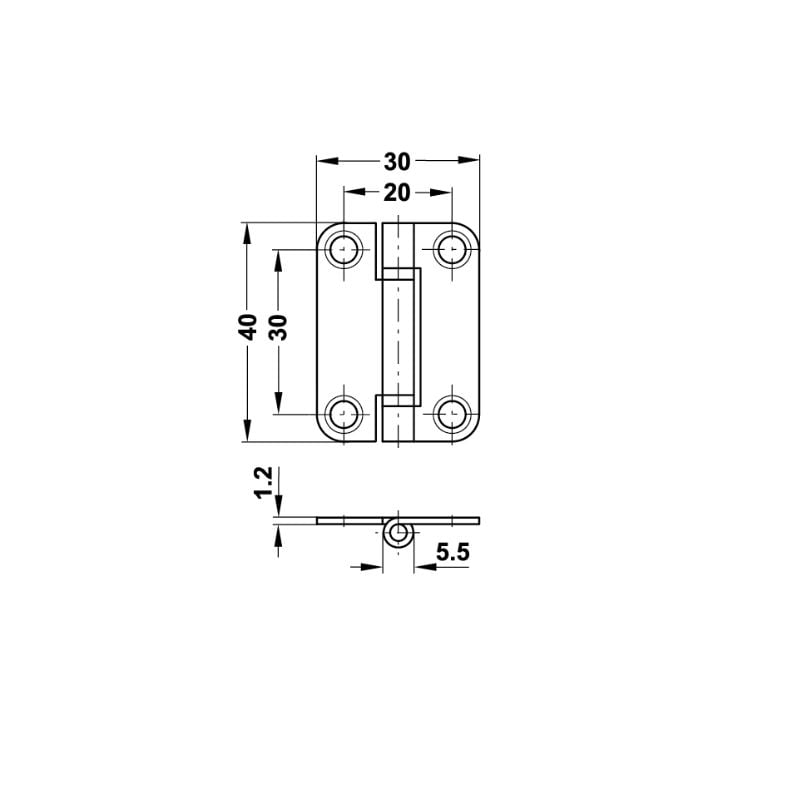 Hafele Yaprak menteşe sabit mil galv. 25x22mm (10 Adet)