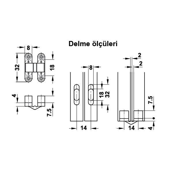 Hafele Vıdı Super Gizli Menteşe Siyah 8x32mm