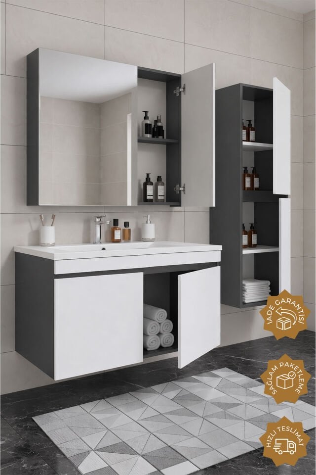 Teta Home Tokyo 100 cm MDF Banyo Dolabı Seti + Boy Dolabı