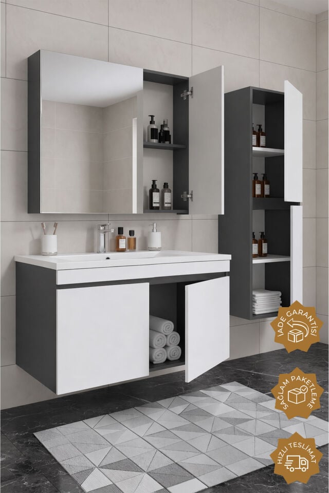 Teta Home Tokyo 100 cm MDF Banyo Dolabı Seti + Boy Dolabı