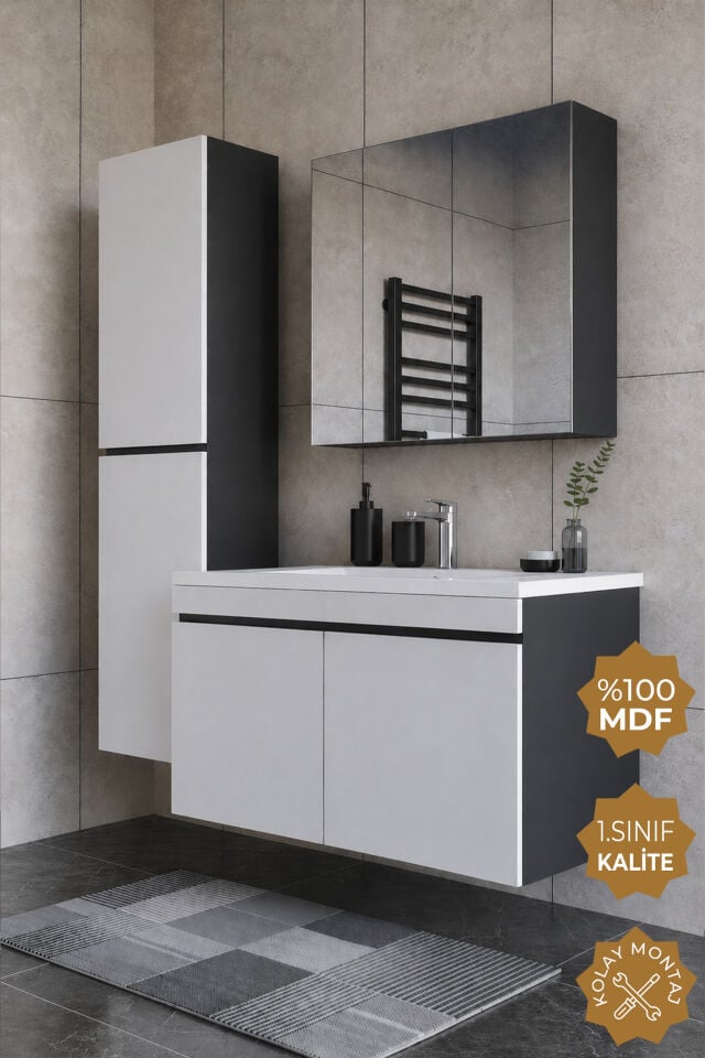 Teta Home Tokyo 100 cm MDF Banyo Dolabı Seti + Boy Dolabı