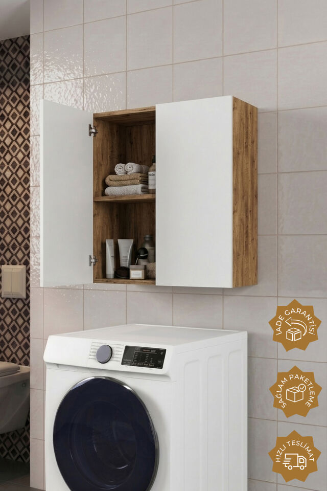 Teta Home 2 Kapaklı Çok Amaçlı Dolap Atlantik Çam-Beyaz