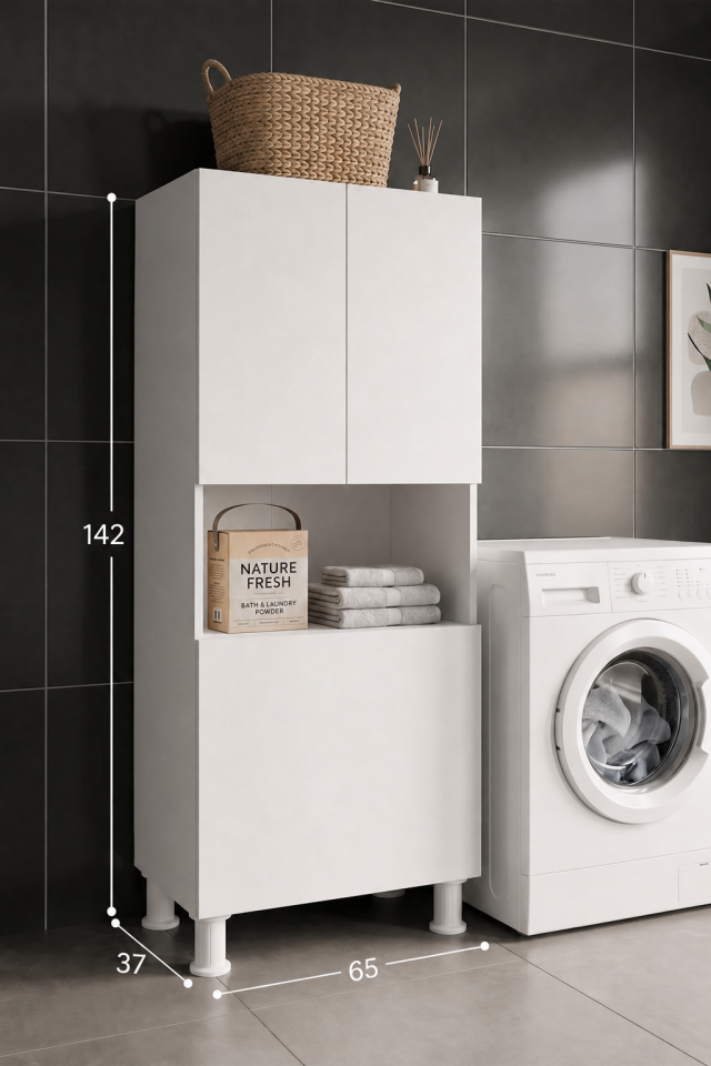 Teta Home Kirli Çamaşır Sepetli Banyo Kiler Çok Amaçlı Dolap
