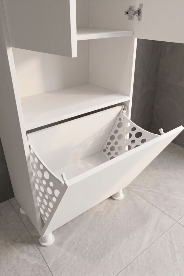 Teta Home Kirli Çamaşır Sepetli Banyo Kiler Çok Amaçlı Dolap