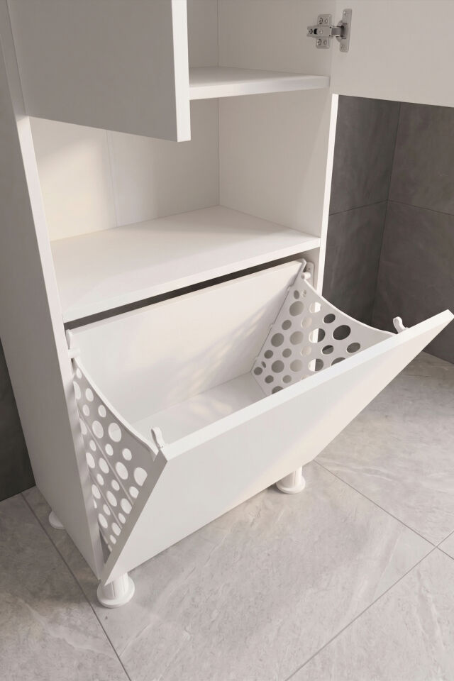 Teta Home Kirli Çamaşır Sepetli Banyo Kiler Çok Amaçlı Dolap