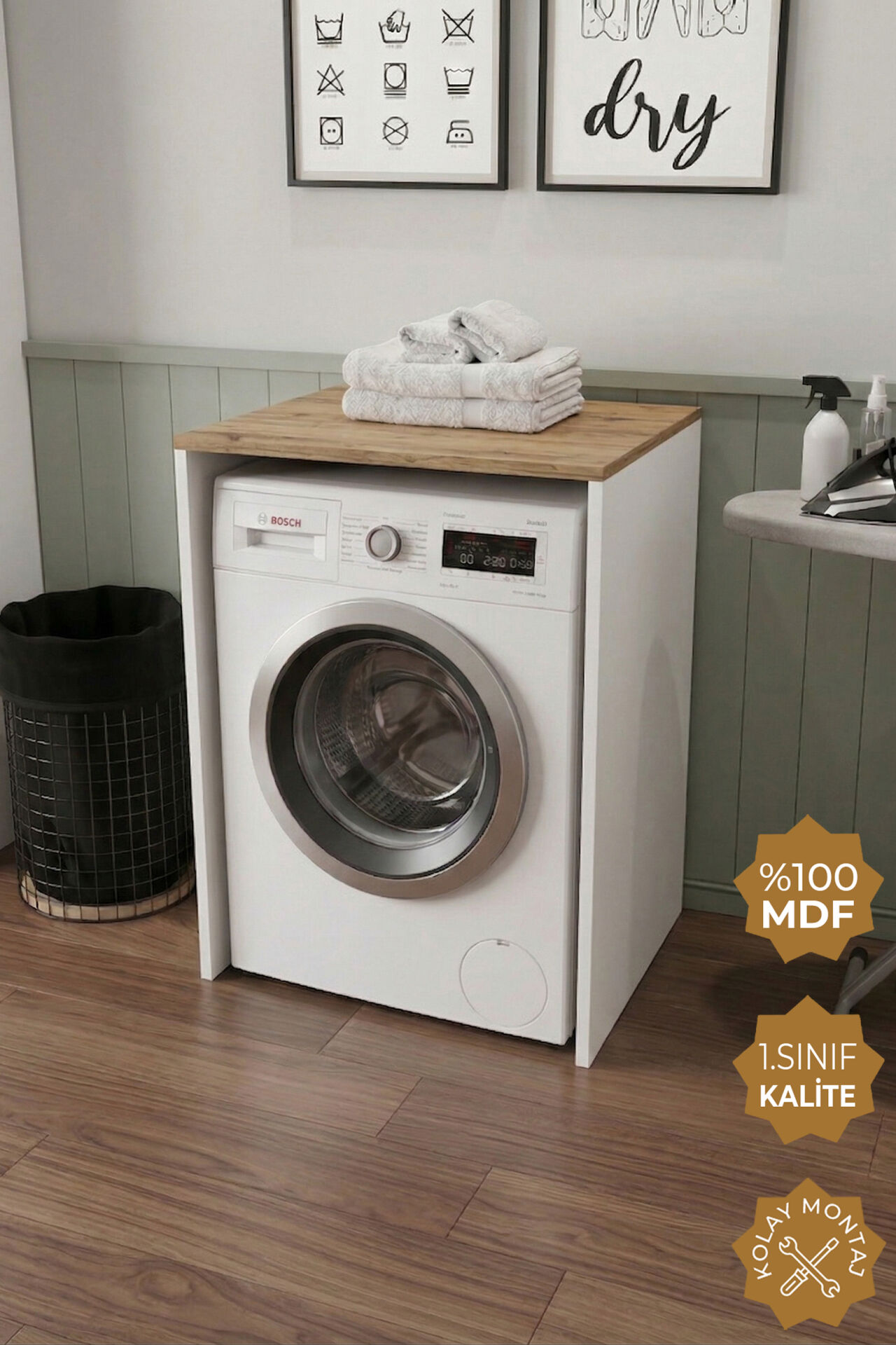 Teta Home Çamaşır Makinesi Dolabı Atlantik Çam-Beyaz