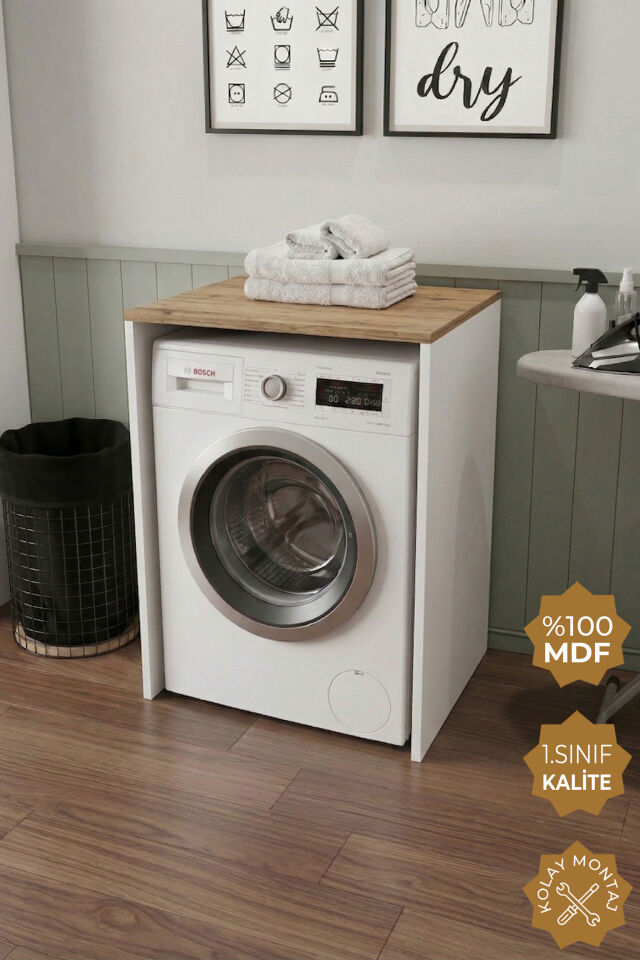 Teta Home Çamaşır Makinesi Dolabı Atlantik Çam-Beyaz
