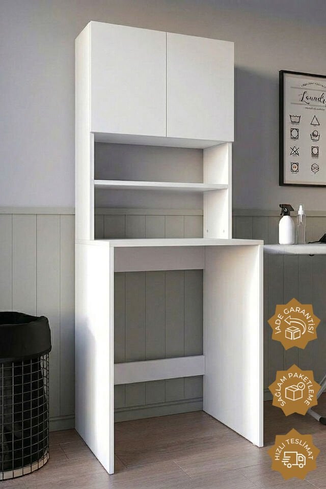 Teta Home Çamaşır Makinesi Dolabı + Kapaklı Kiler Dolabı