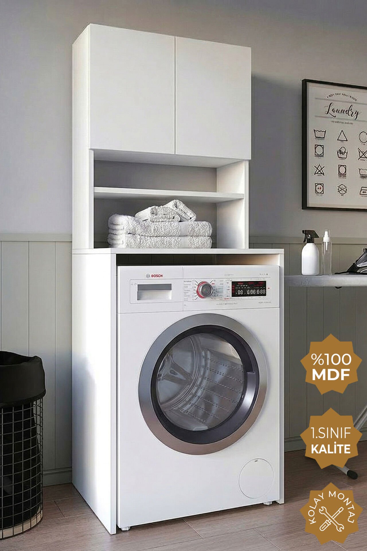 Teta Home Çamaşır Makinesi Dolabı + Kapaklı Kiler Dolabı