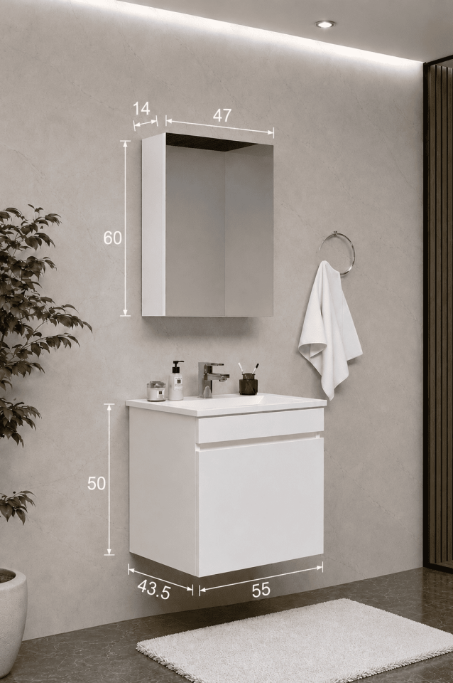 Teta Home Tokyo 55 cm MDF Banyo Dolabı Seti