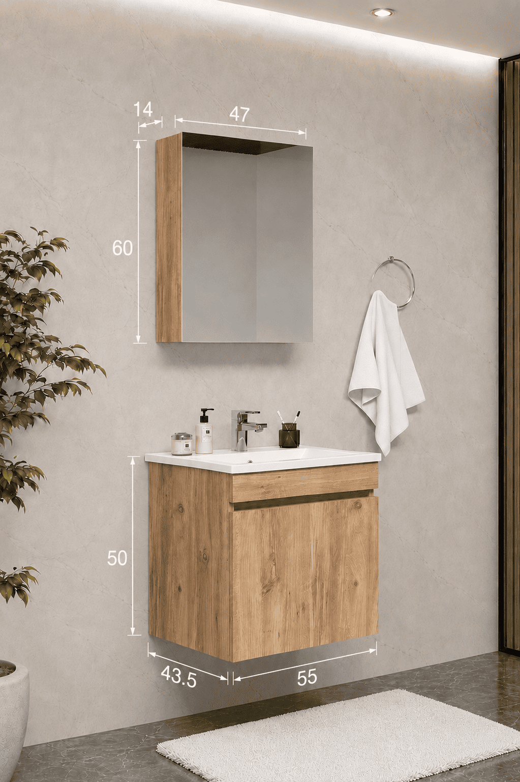 Teta Home Tokyo 55 cm MDF Banyo Dolabı Seti Atlantik Çam