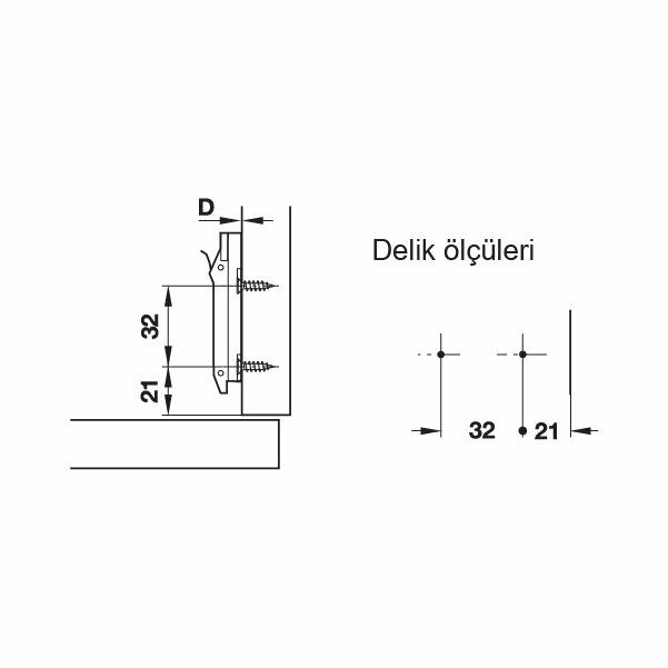 Hafele Duomatıc SM I Taban Vidalı 0mm