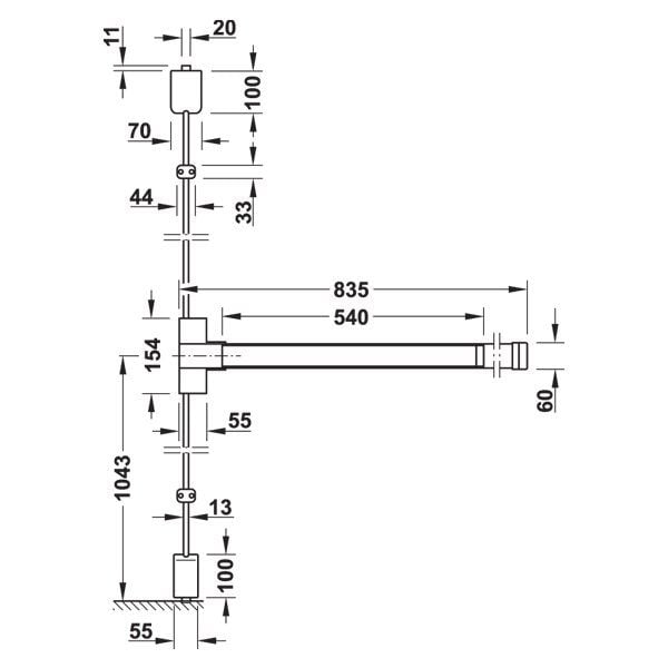 Hafele Esc Yatay/Düşey Kilitli Panik Bar Set, Mat P.Çelik Renk