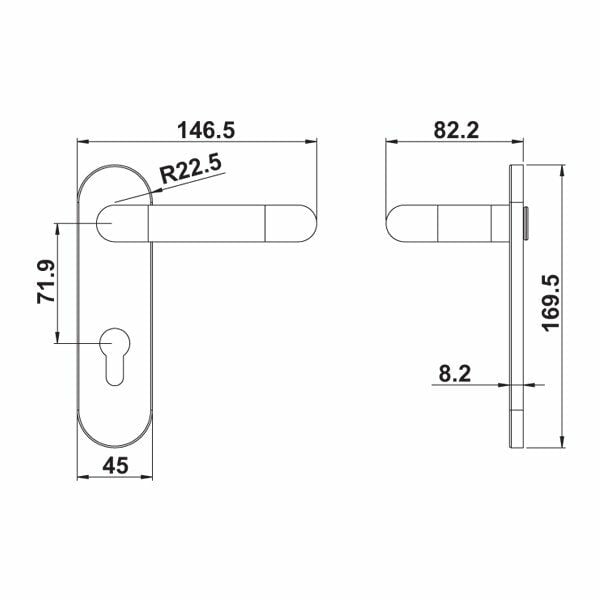 Hafele Escape Dış Müd.Kolu Pc Siyah,Set