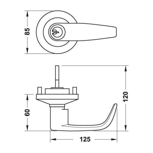 Hafele Esc Dış Müdahale Kolu 65-70mm, Mat P.Çelik Renk