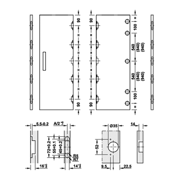 Hafele Slido F-Pa72 60B 2K Set 805/2200-2700mm