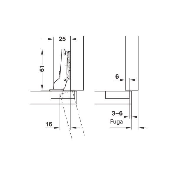 Hafele D. Bas-Aç Menteşe Ydb 45/9,5 Dübelli,8mm