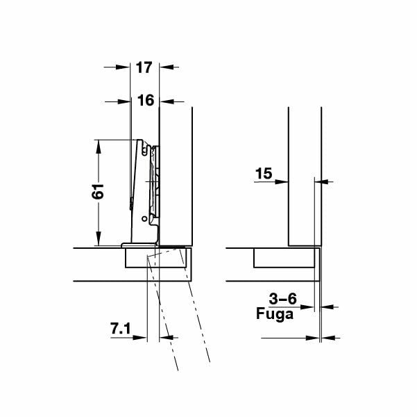 Hafele D. Bas-Aç Menteşe Düz 48/6 Vidalı 110º