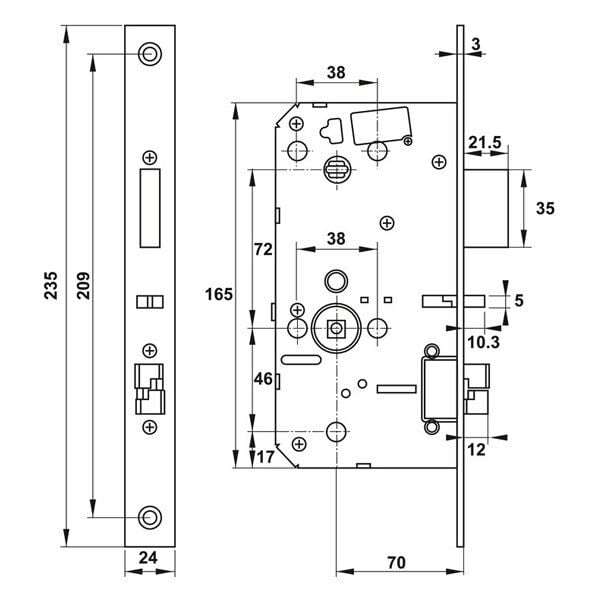 Hafele DL7600 Elektronik Kapı Kilidi, Siyah