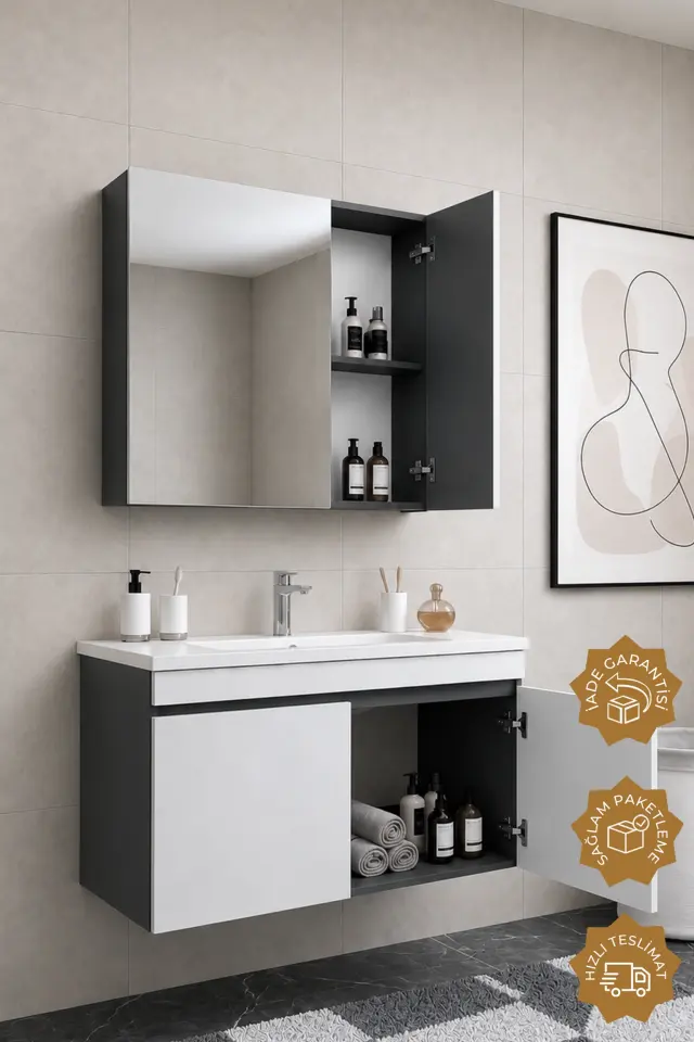 Teta Home Tokyo 100 cm MDF Banyo Dolabı Seti