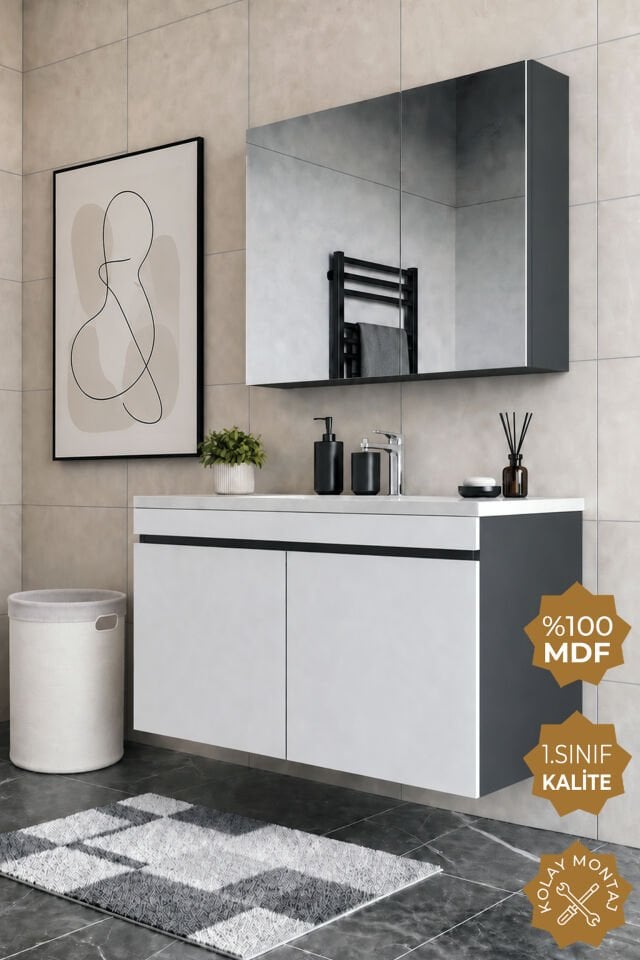 Teta Home Tokyo 100 cm MDF Banyo Dolabı Seti